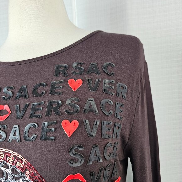 Versace Sequin Long Sleeve Ruched Side-Tie Top - Picture 4 of 10